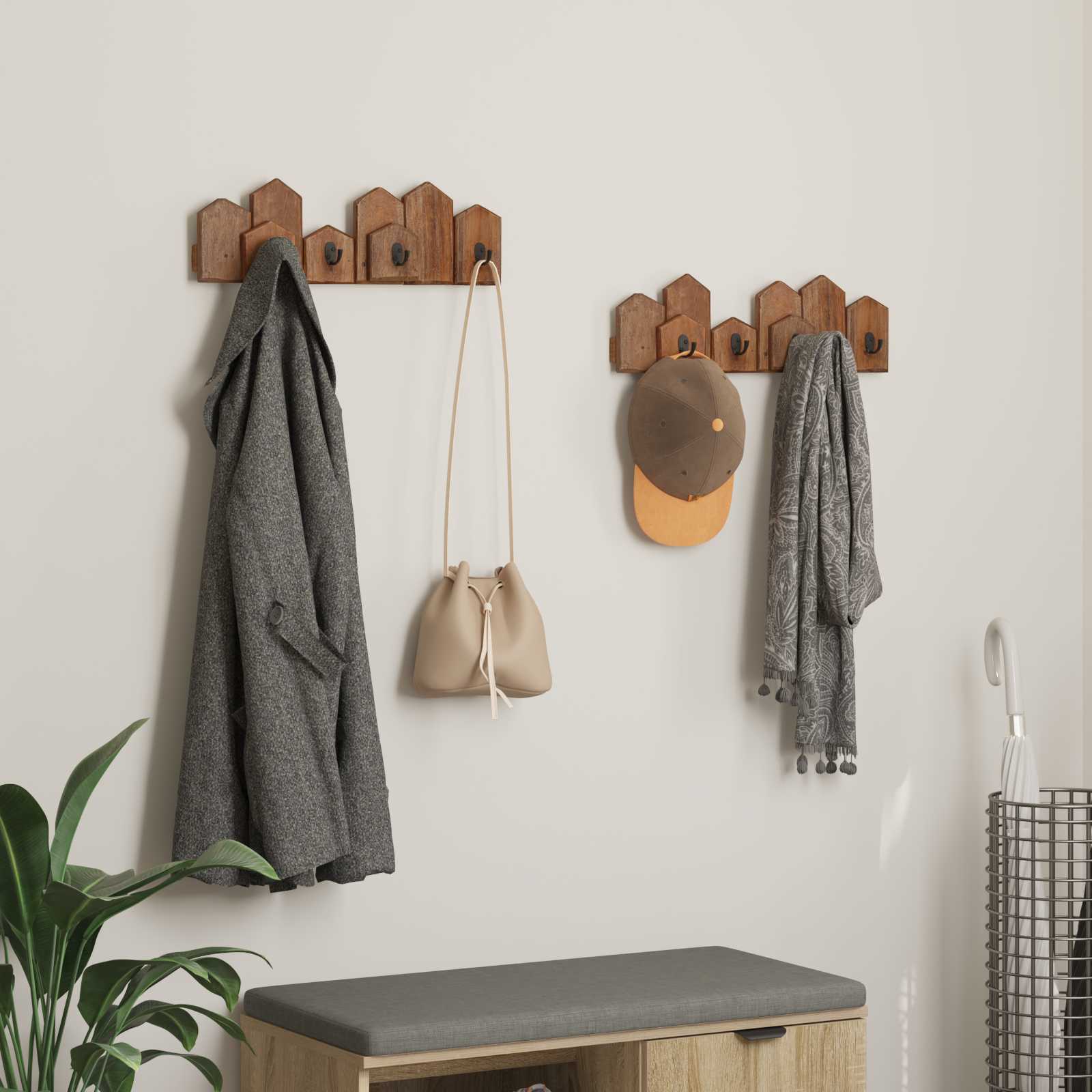 Κρεμάστρα Καφέ 48 x 8 x 15 εκ. Στερεό ξύλο Μαόνι