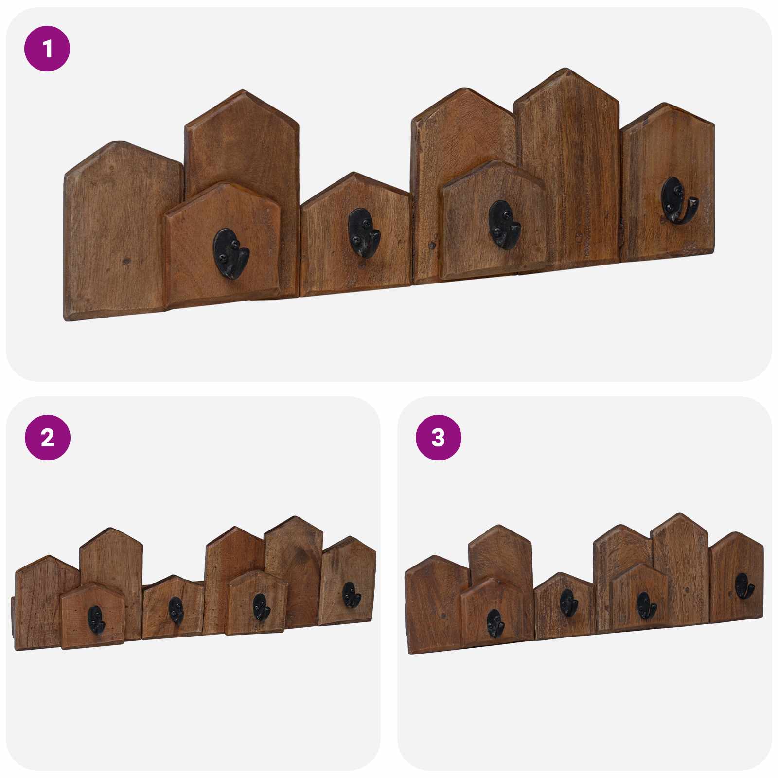 Κρεμάστρα Καφέ 48 x 8 x 15 εκ. Στερεό ξύλο Μαόνι