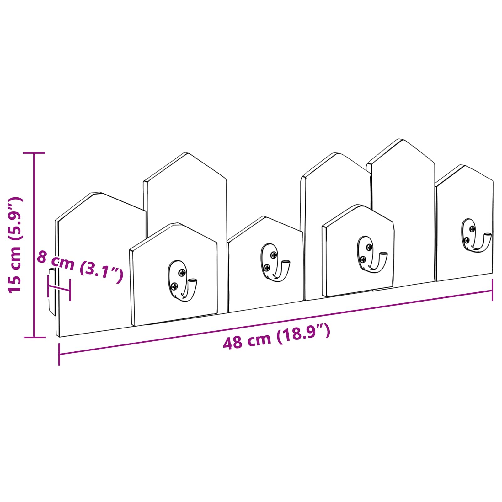 Κρεμάστρα Καφέ 48 x 8 x 15 εκ. Στερεό ξύλο Μαόνι