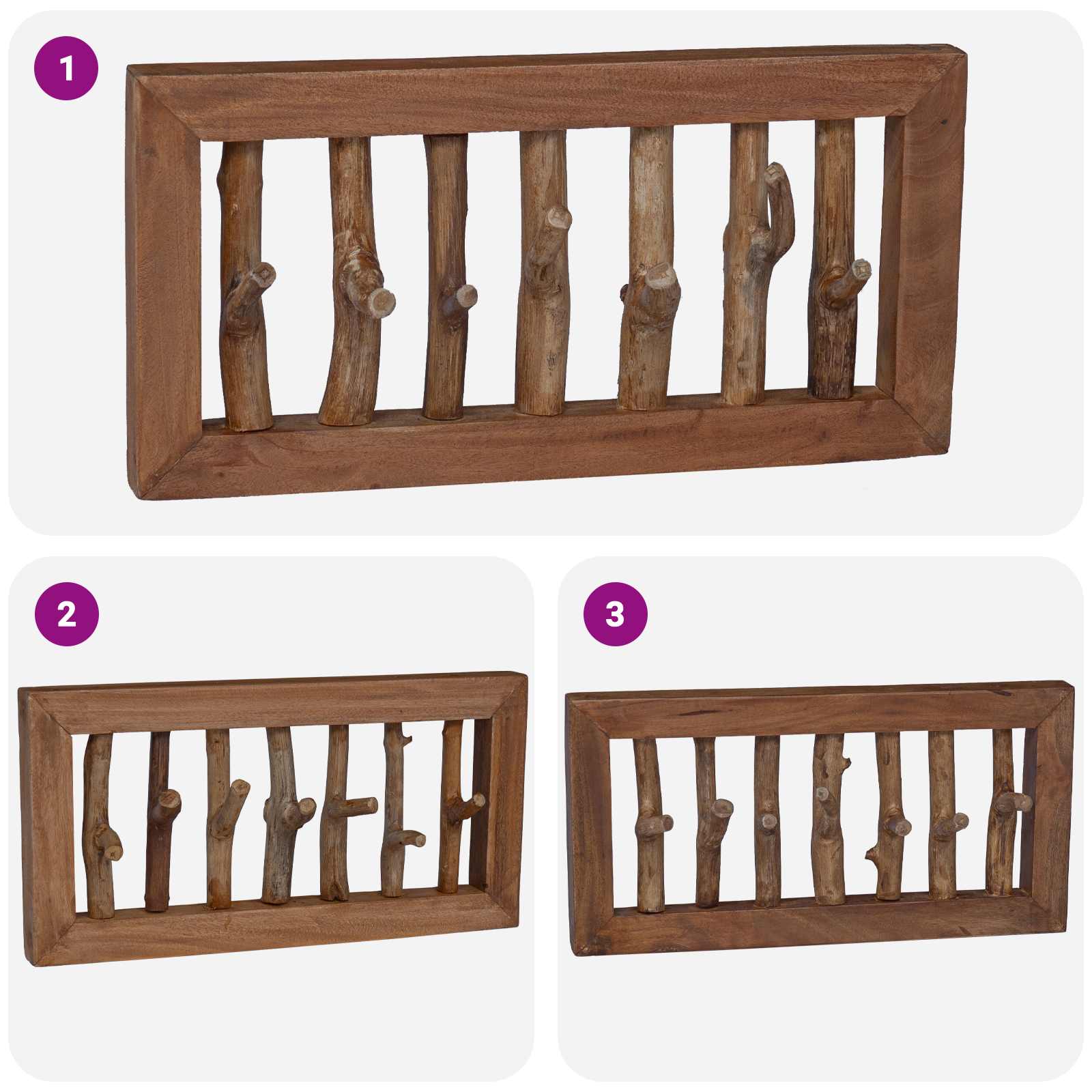 Γάντζος για Καμπίνες Φυσικό 50 x 10 x 25 εκ Στερεό ξύλο Μαόνι - Pakobazaar