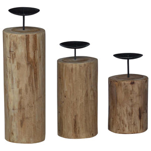Κηροπήγιο 3 pcs Φυσικό Μασίφ ξύλο teak - Pakobazaar