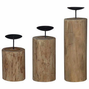 Κηροπήγιο 3 pcs Φυσικό Μασίφ ξύλο teak - Pakobazaar