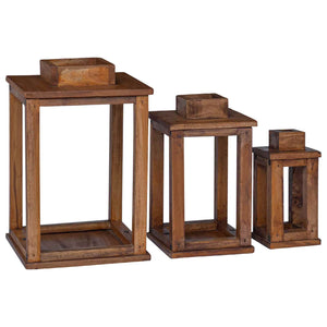 Φανάρι 3 τμχ. Φυσικό 30 x 30 x 44 εκ Ξύλο Μαόνι - Pakobazaar
