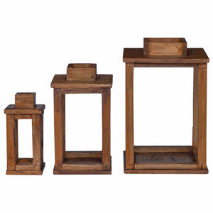 Φανάρι 3 τμχ. Φυσικό 30 x 30 x 44 εκ Ξύλο Μαόνι - Pakobazaar