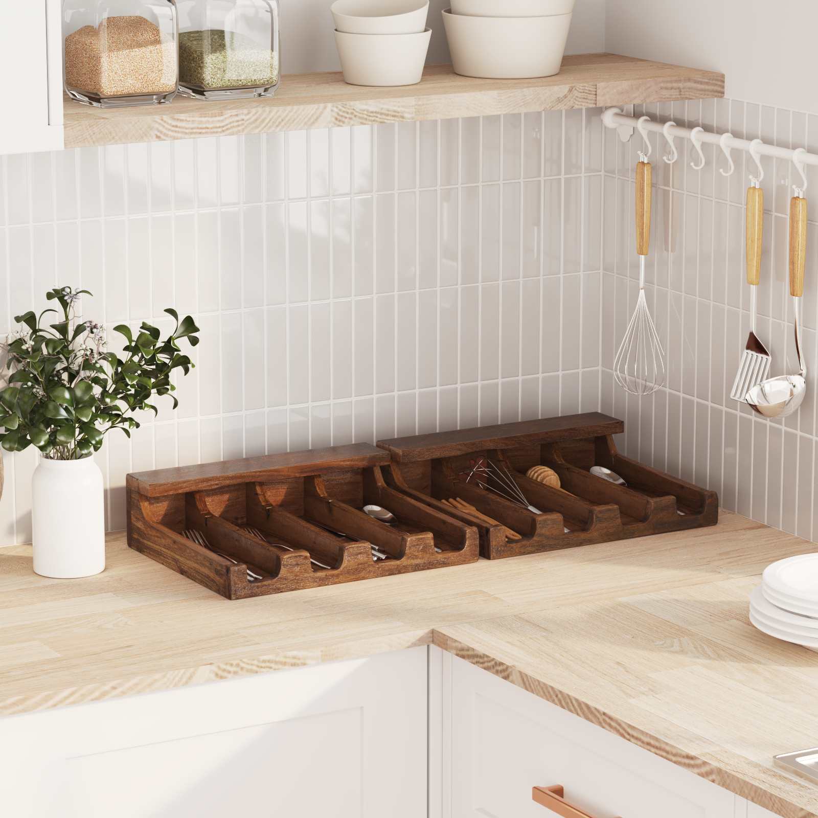 Θήκη Καφέ 36 x 30 x 10 εκ. Στερεό ξύλο Μαόνι