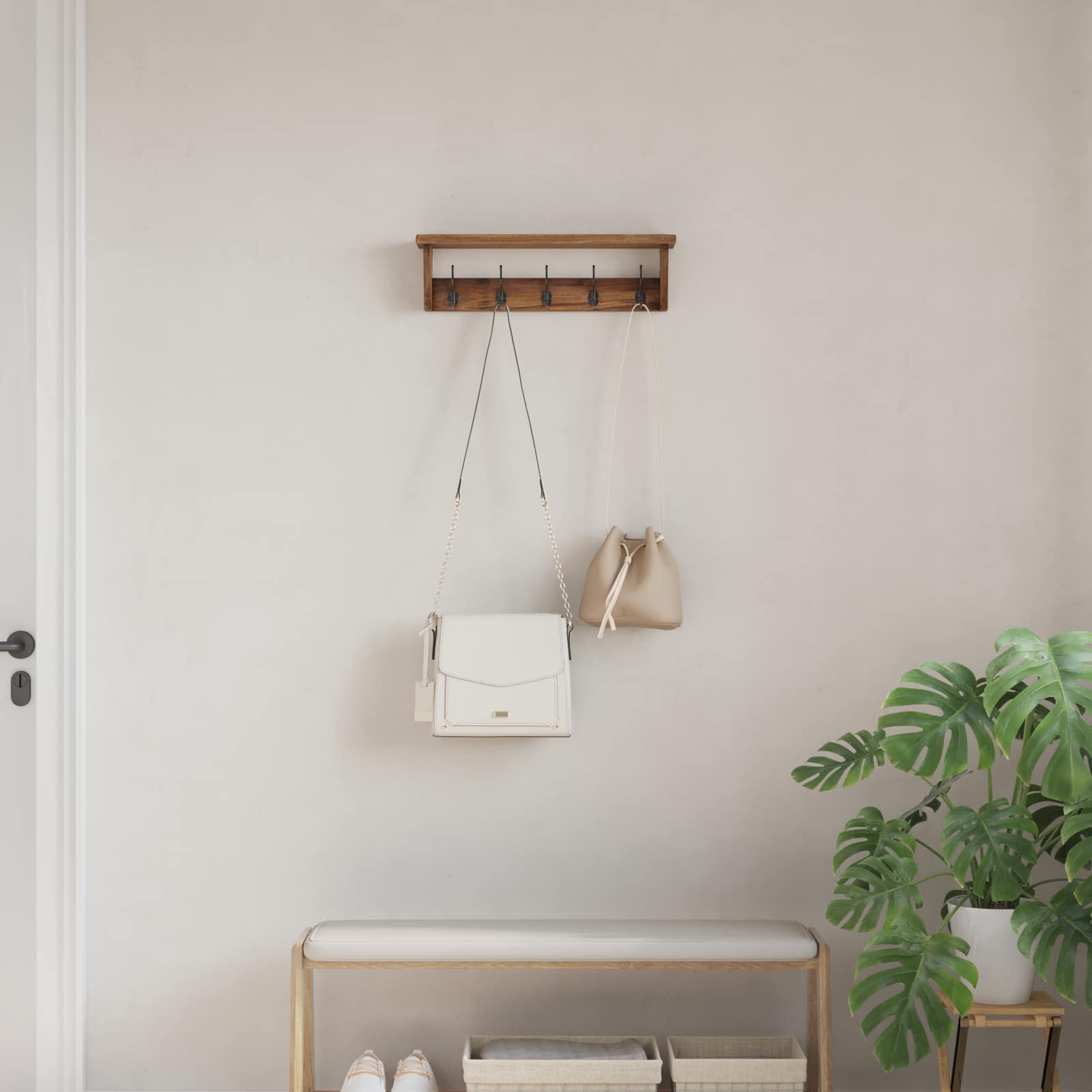 Κρεμάστρα Καφέ 50 x 10 x 14 εκ Στερεό ξύλο Μαόνι - Pakobazaar