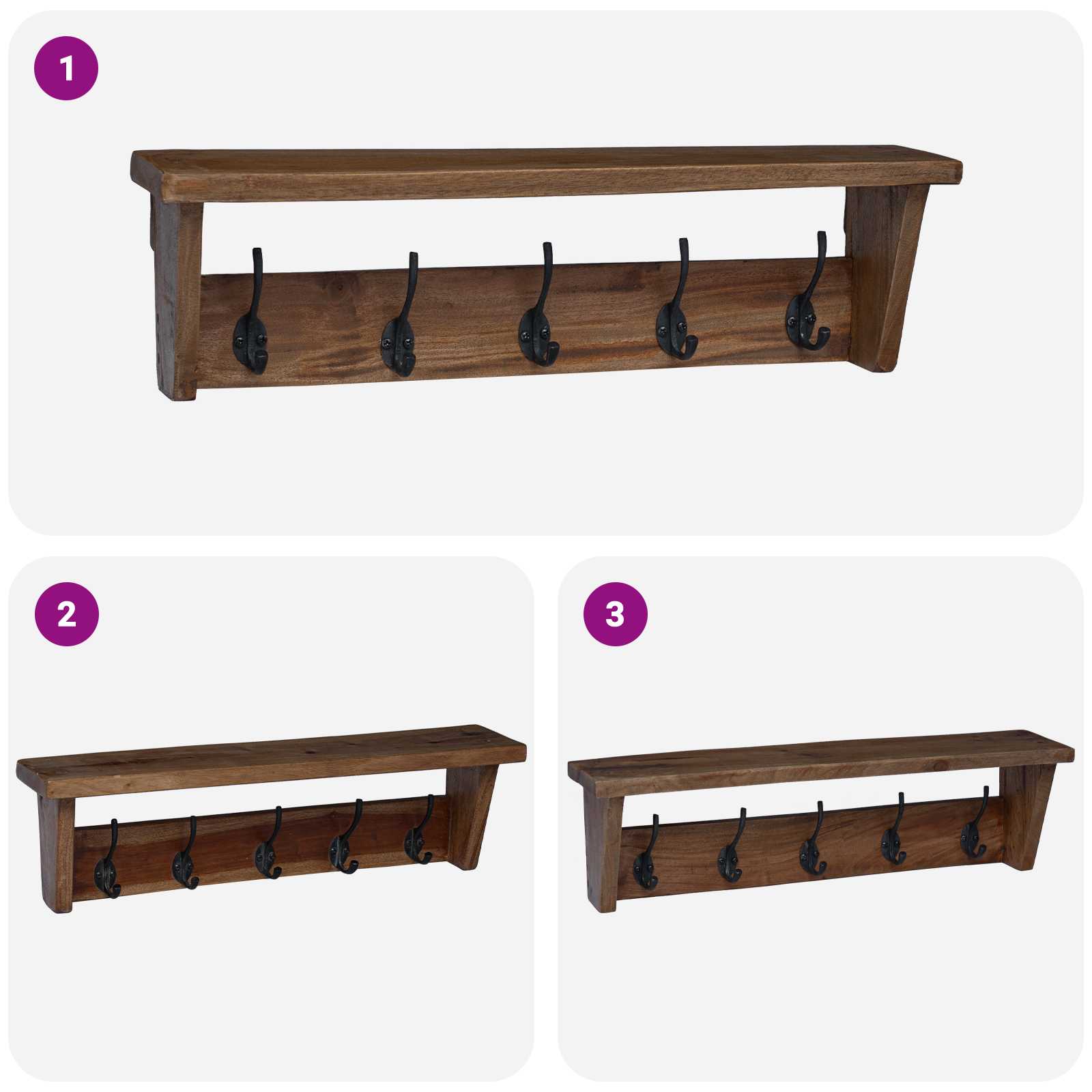 Κρεμάστρα Καφέ 50 x 10 x 14 εκ Στερεό ξύλο Μαόνι - Pakobazaar