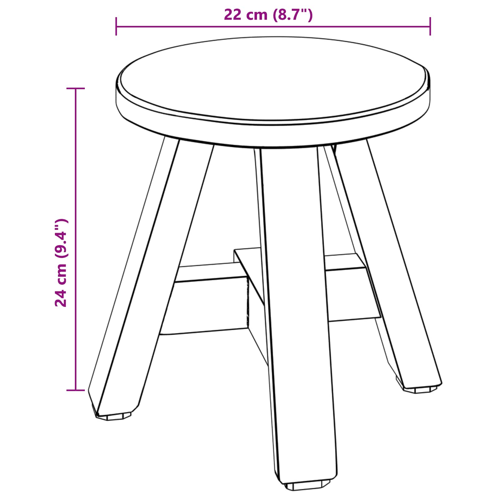 Σκαμνί Φυσικό 22 x 22 x 24 εκ Ξύλο Μαόνι