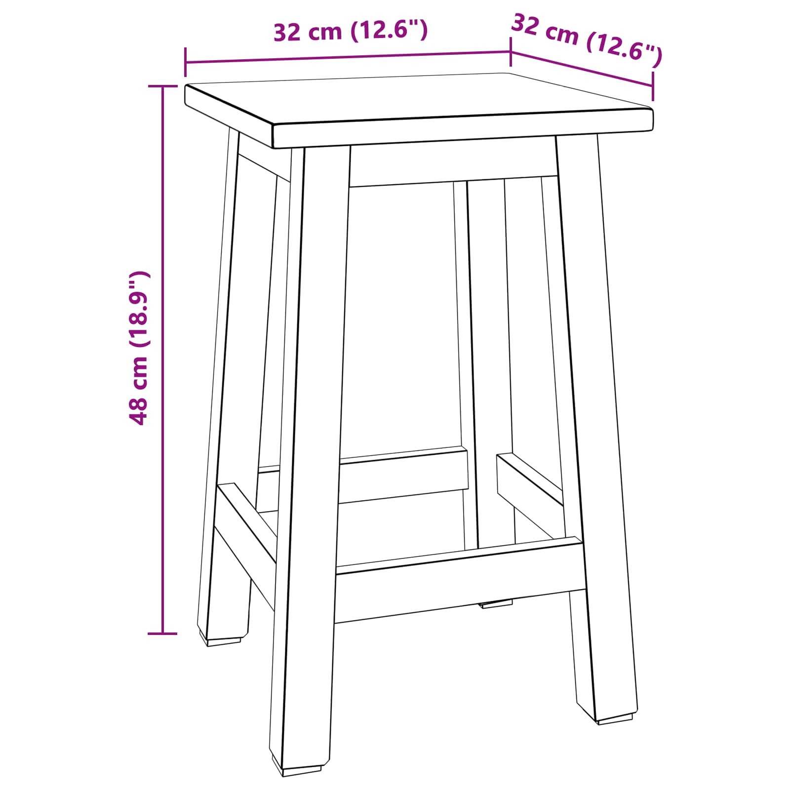 Σκαμνί Φυσικό 30 x 30 x 47 εκ Ξύλο Μαόνι