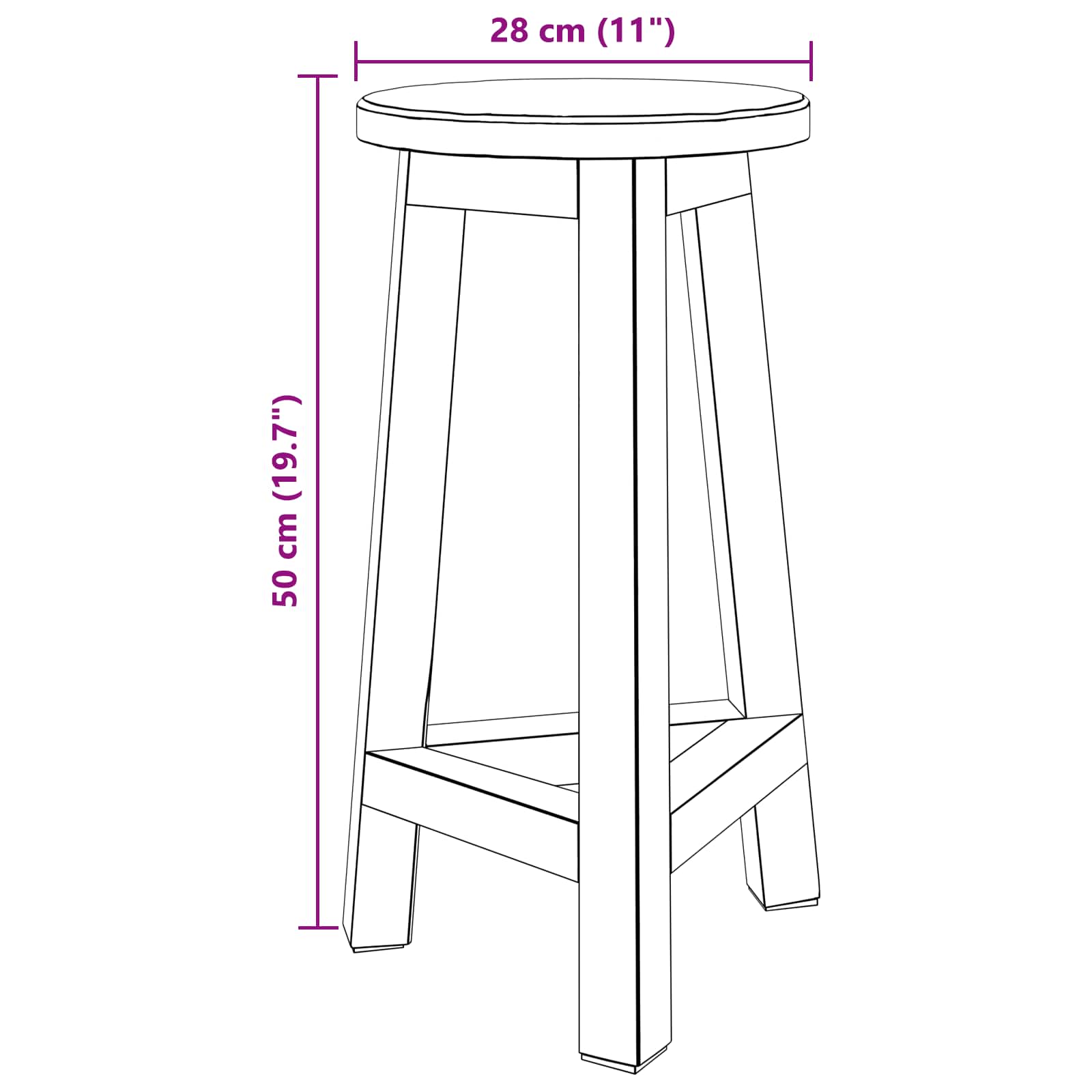 Σκαμνί Φυσικό 28 x 28 x 50 εκ. Ξύλο Μαόνι - Pakobazaar