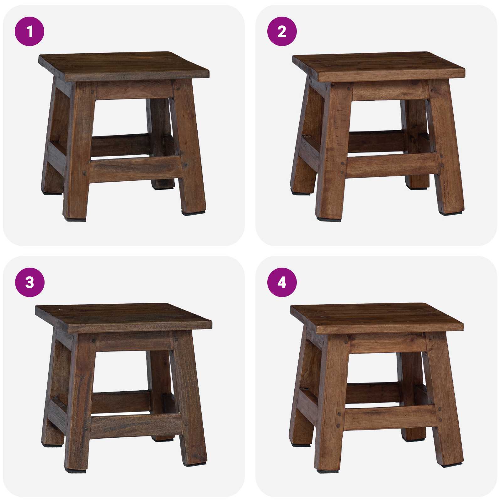 Σκαμνί Φυσικό 26 x 26 x 26 εκ. Ξύλο Μαόνι - Pakobazaar