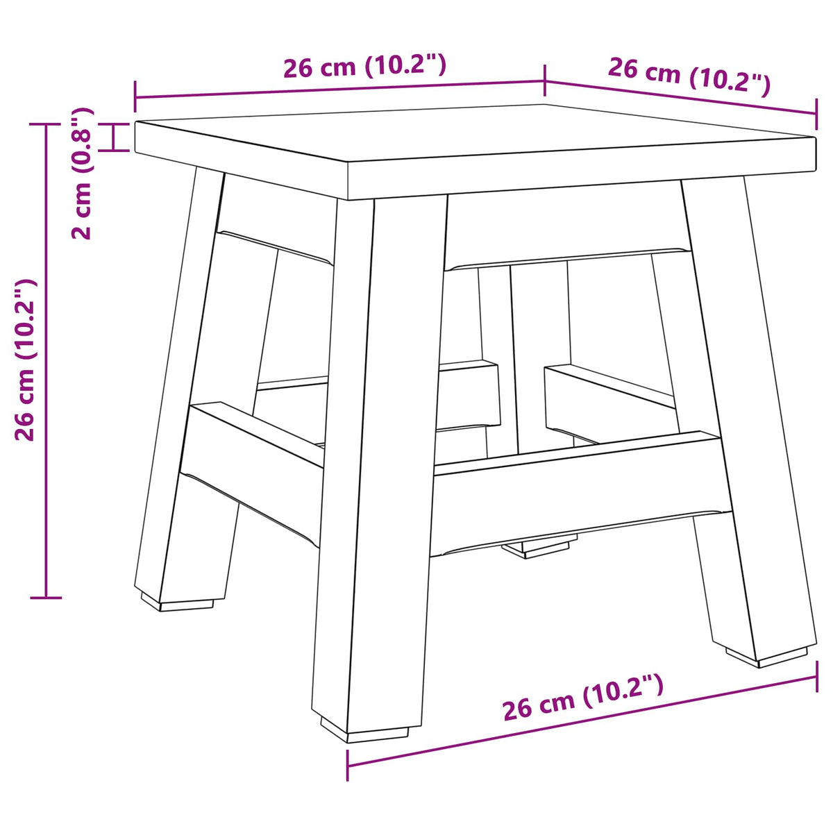Σκαμνί Φυσικό 26 x 26 x 26 εκ. Ξύλο Μαόνι