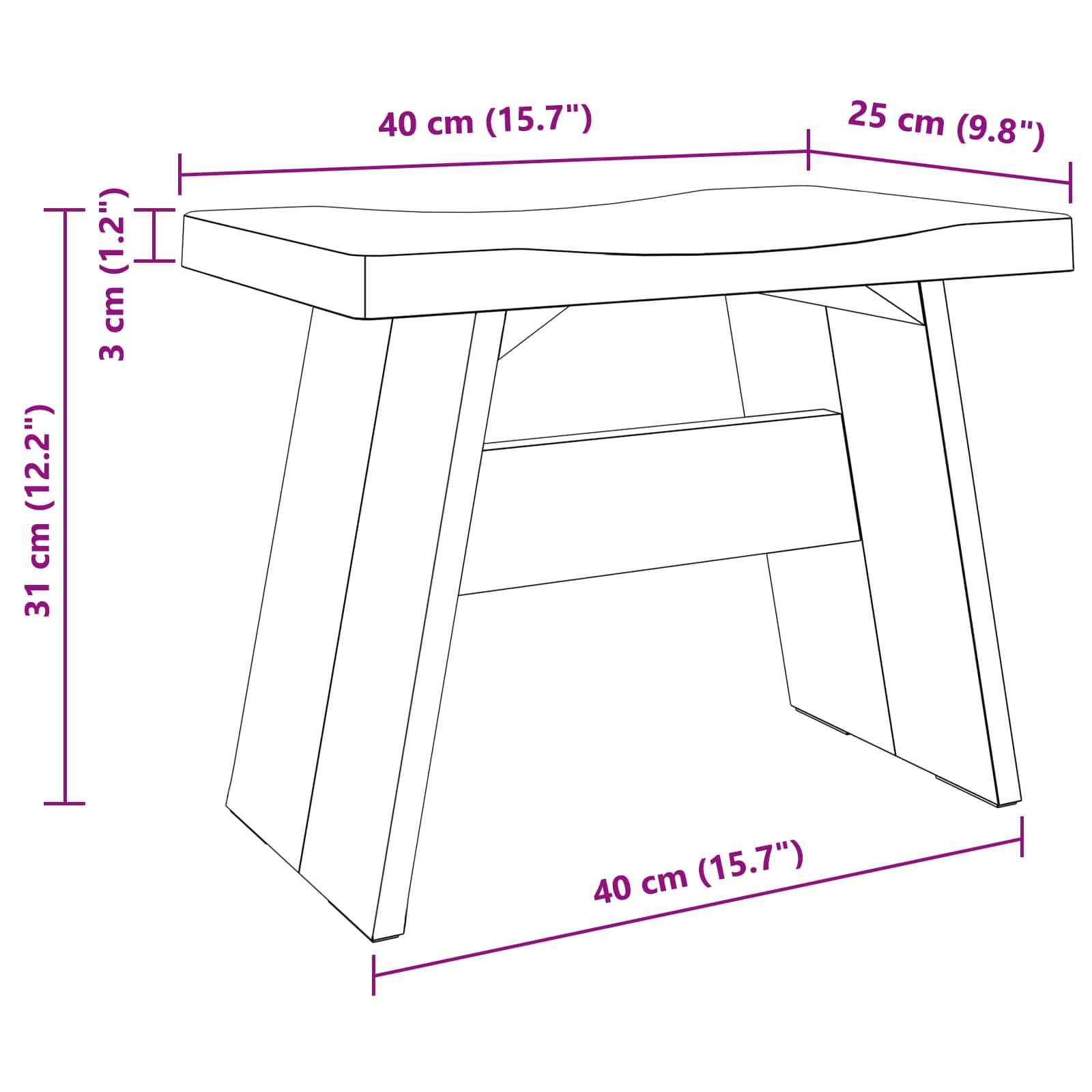 Σκαμνί Φυσικό 40 x 25 x 31 εκ. Ξύλο Μαόνι - Pakobazaar