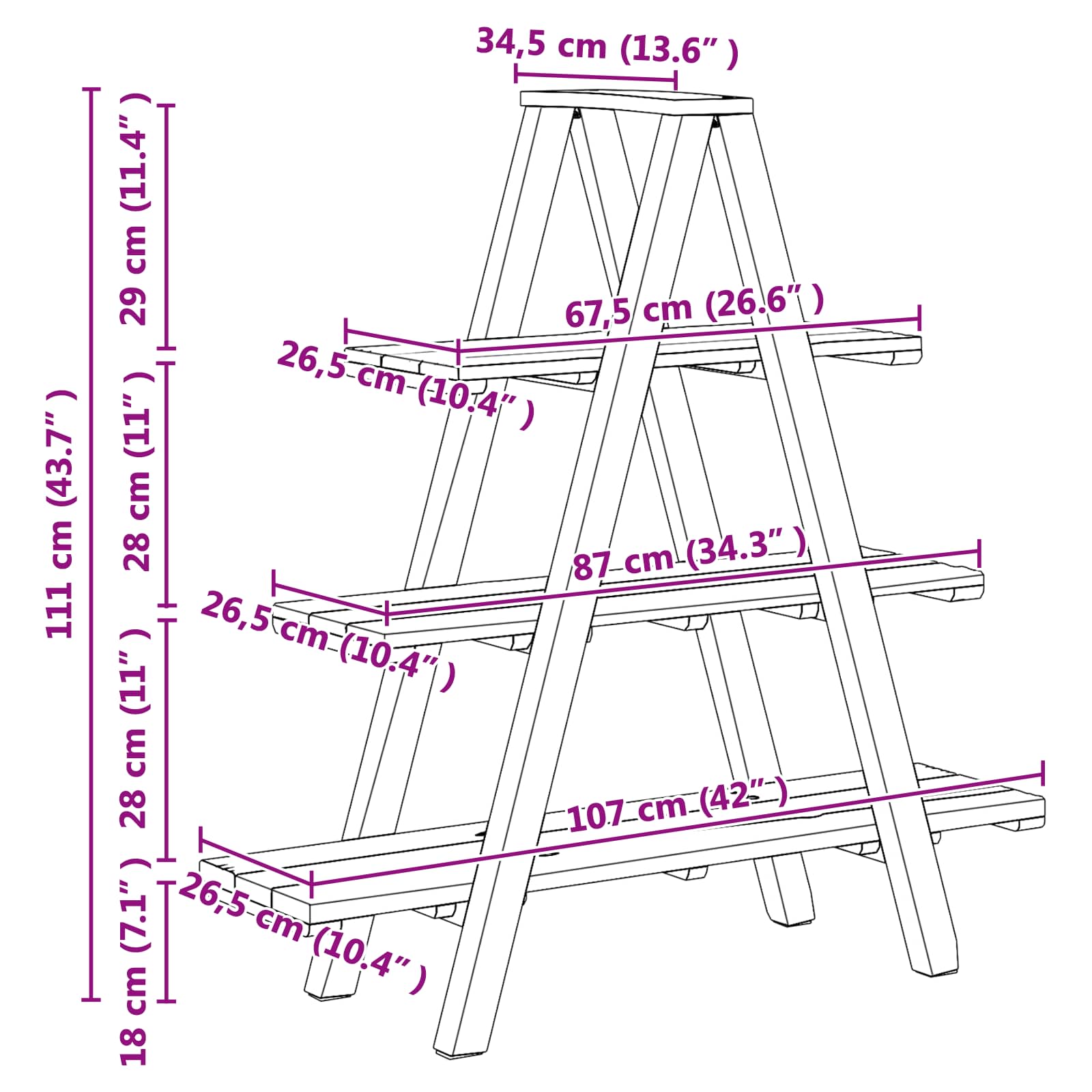 Πτυσσόμενη ραφιέρα με ράφι Καφέ 79.5 x 35 x 112 εκ