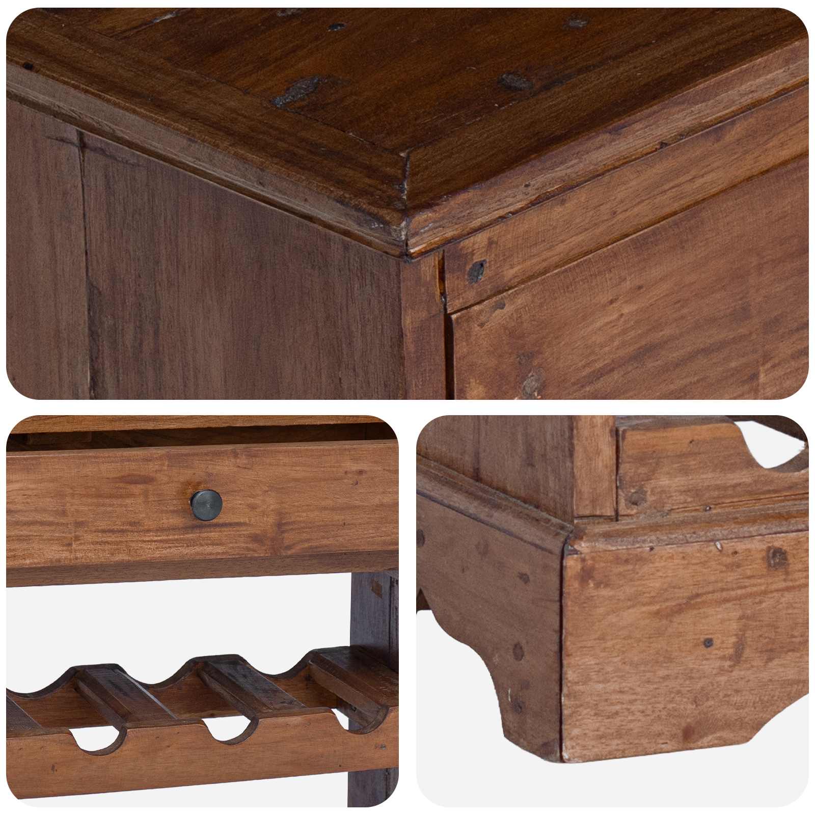 Ράφι Κρασιού Στερεό ξύλο Μαόνι - Pakobazaar