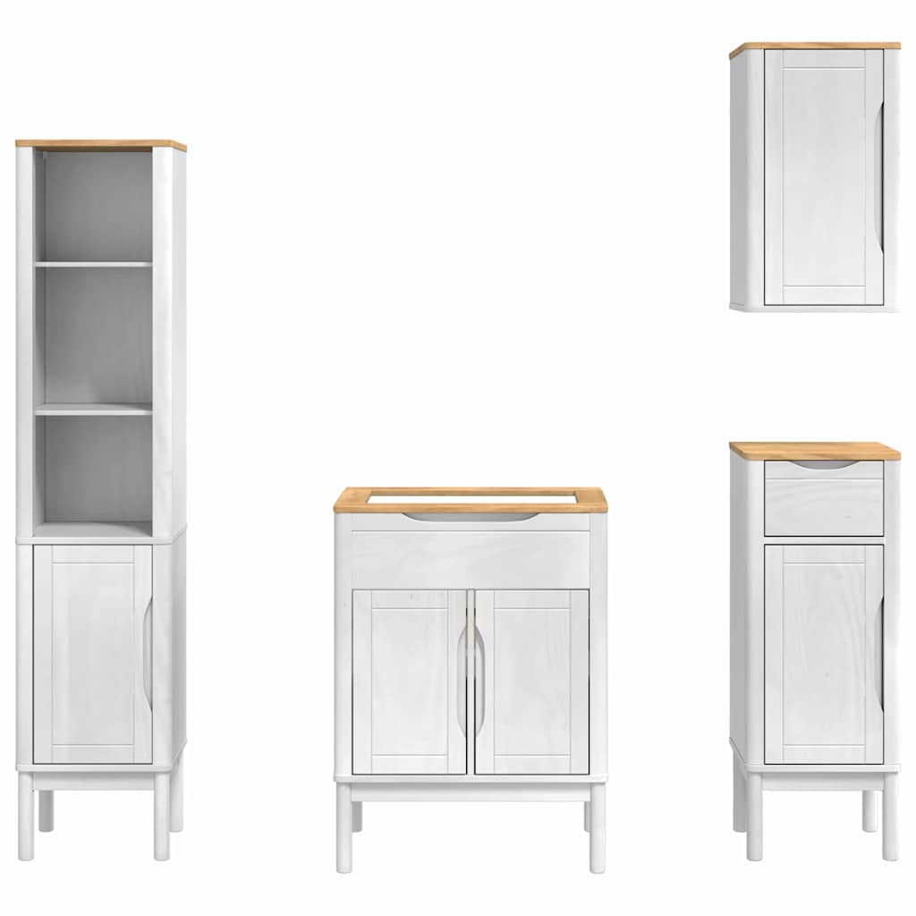 Σετ Επίπλων Μπάνιου FLORO 4 pcs Λευκό Στερεό ξύλο πεύκου