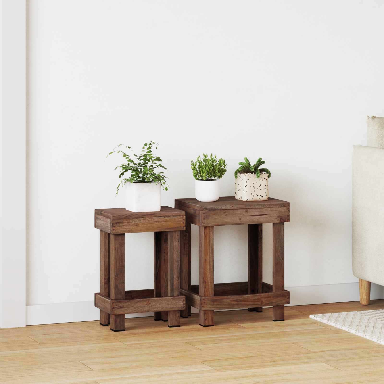Βάση φυτών 2 pcs Καφέ 70 x 11 x 27 εκ. Ξύλο Μαόνι