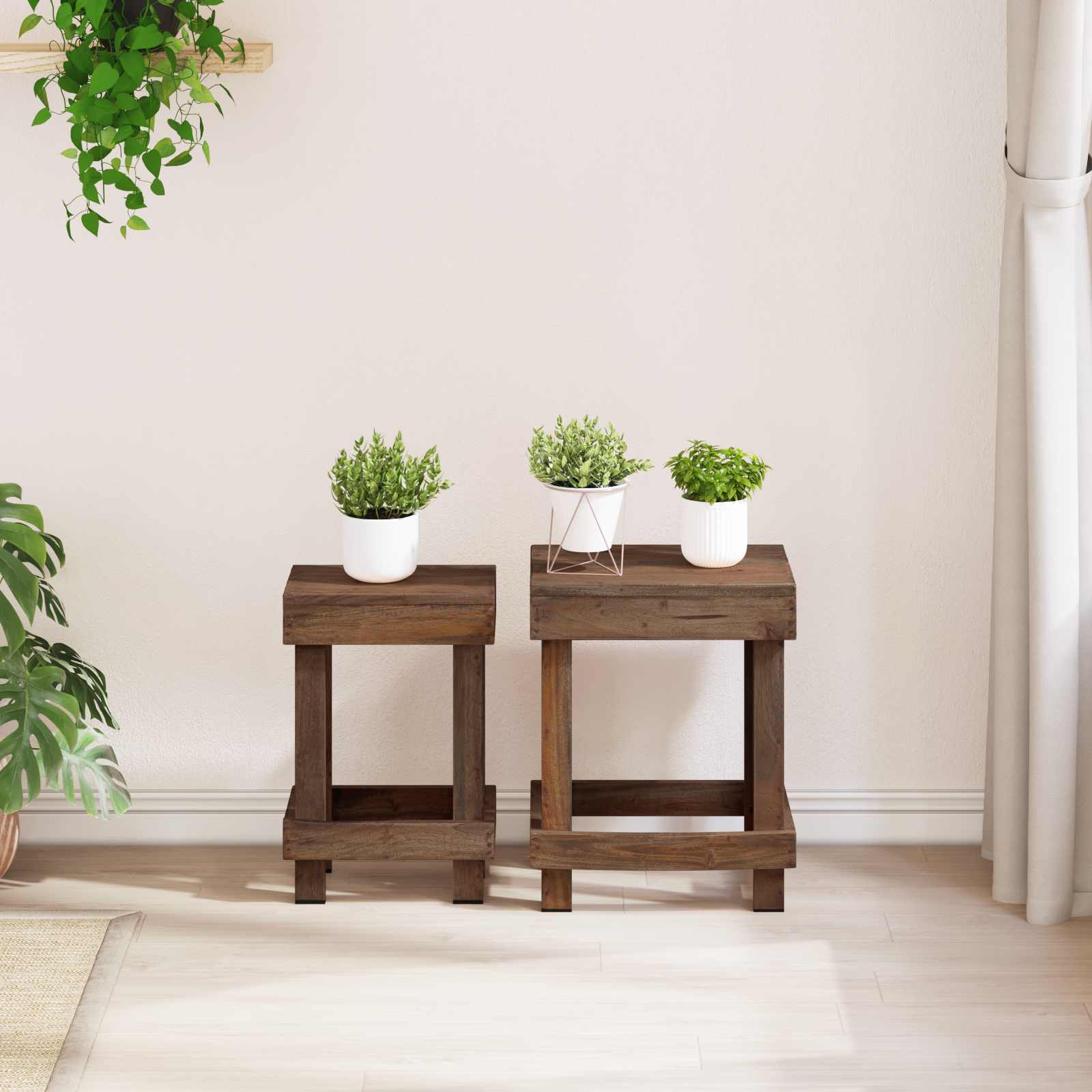 Βάση φυτών 2 pcs Καφέ 70 x 11 x 27 εκ. Ξύλο Μαόνι