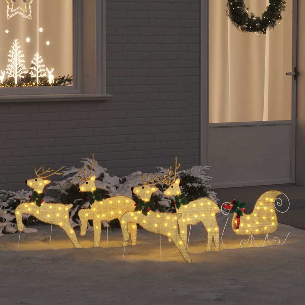 LED Ελάφια 5 pcs Χρυσό ύφασμα