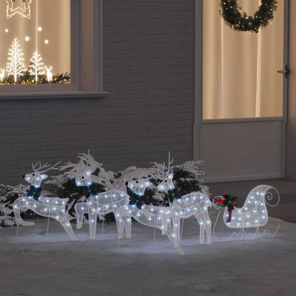 LED Ελάφια 5 pcs Λευκό ύφασμα