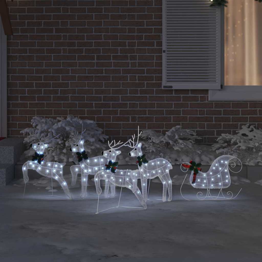 LED Ελάφια 5 pcs Λευκό ύφασμα
