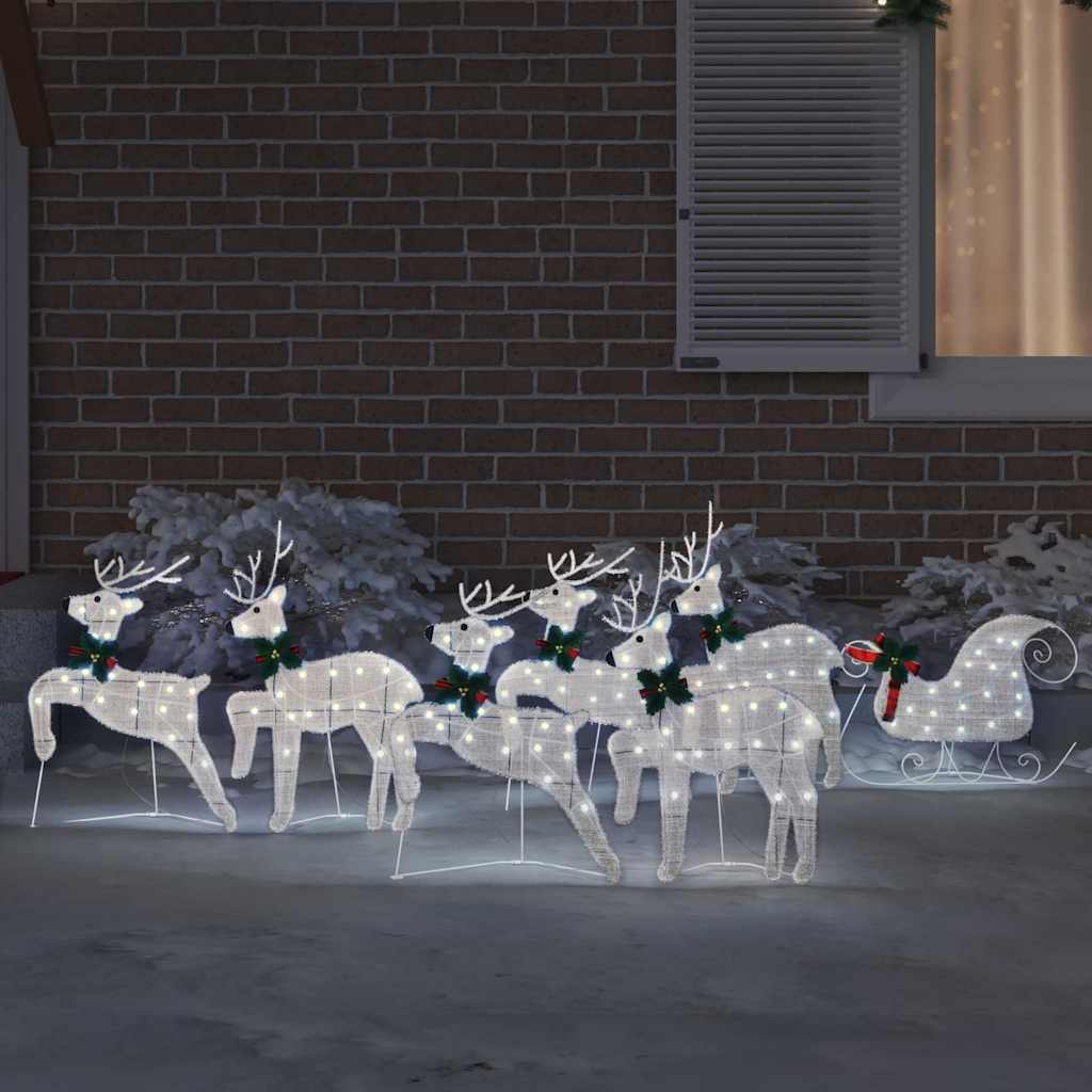 LED Ελάφια 7 pcs Ασημί ύφασμα