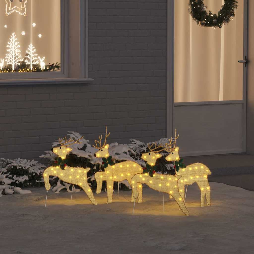 LED Ελάφια 4 pcs Χρυσό ύφασμα