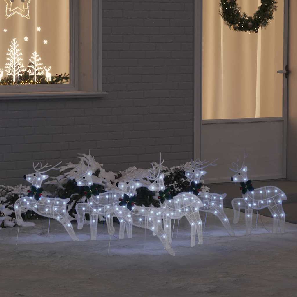 LED Ελάφια 6 pcs Λευκό ύφασμα