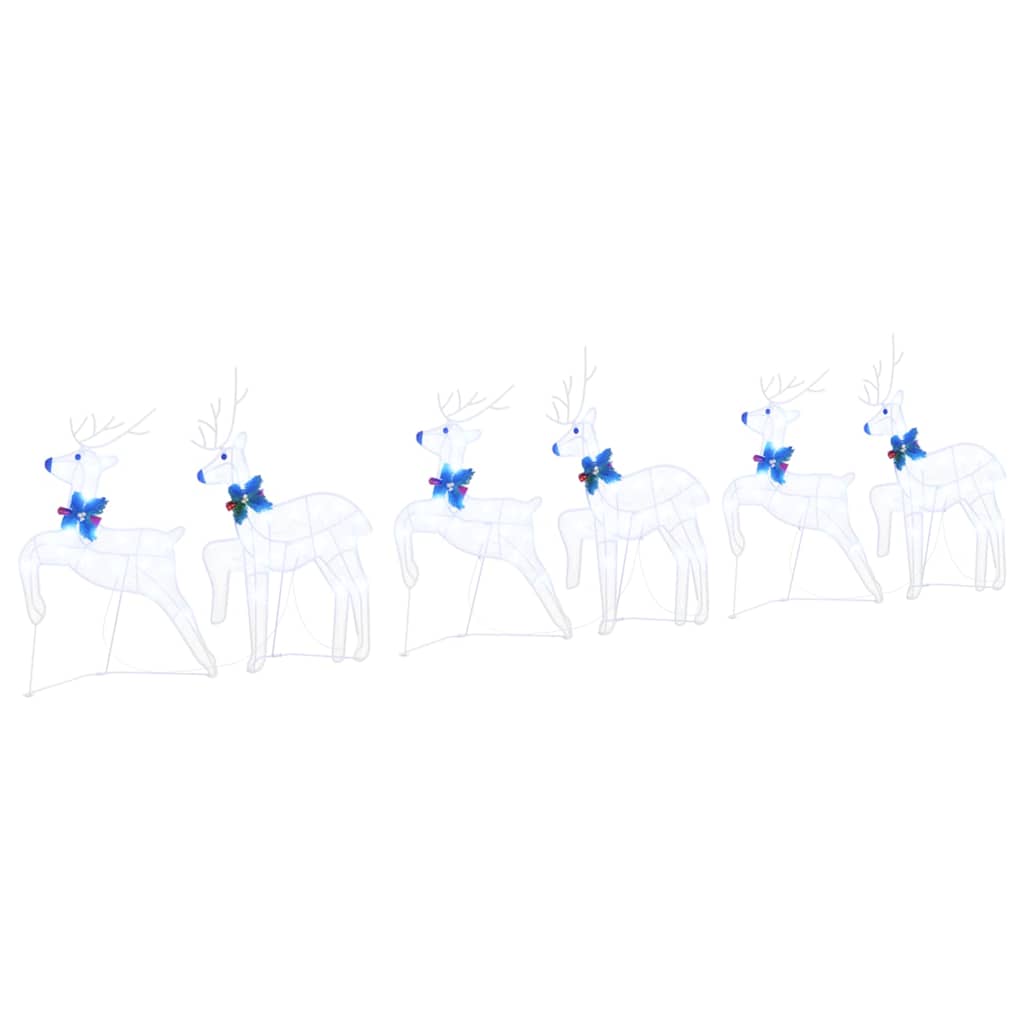 LED Ελάφια 6 pcs Λευκό ύφασμα