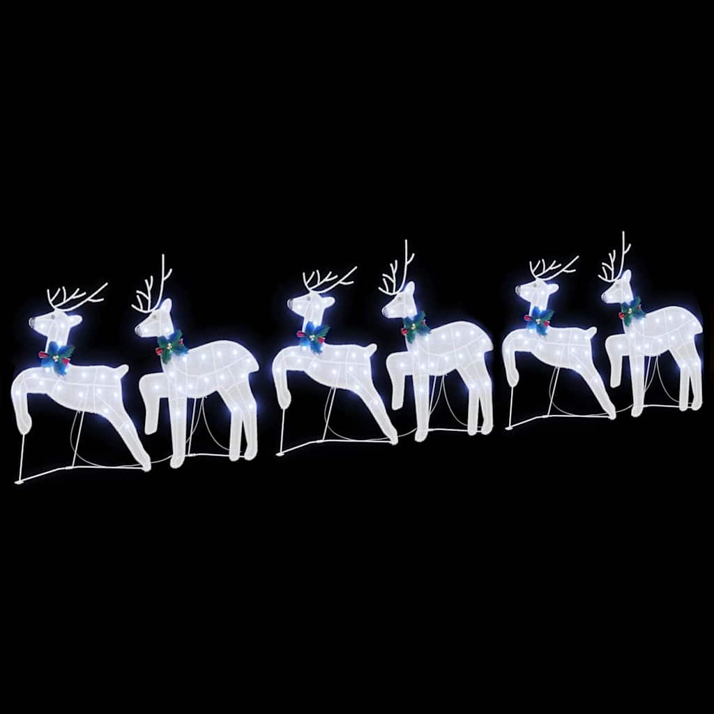 LED Ελάφια 6 pcs Λευκό ύφασμα