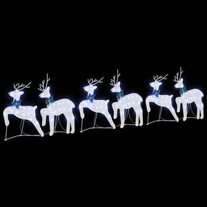 LED Ελάφια 6 τμχ. Λευκό 45 x 19 x 65 εκ ύφασμα