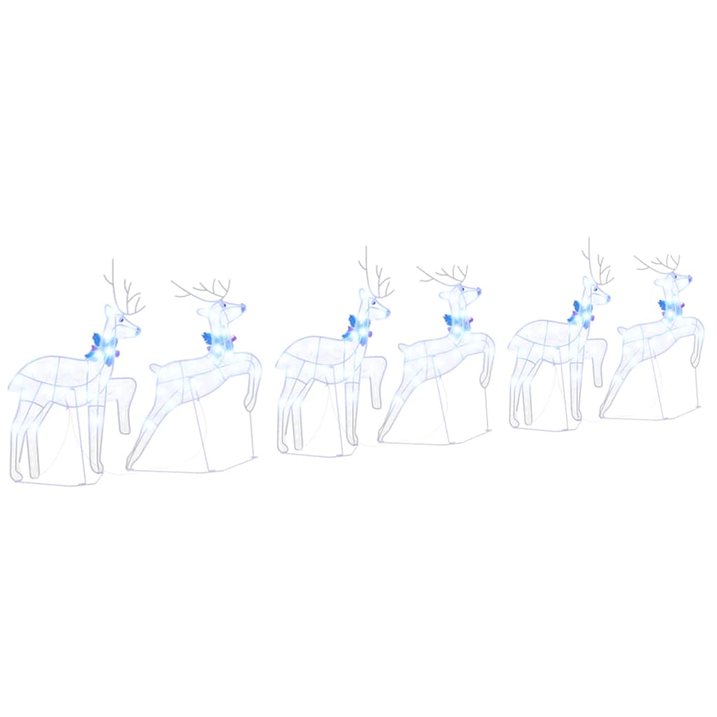 LED Ελάφια 6 pcs Λευκό ύφασμα