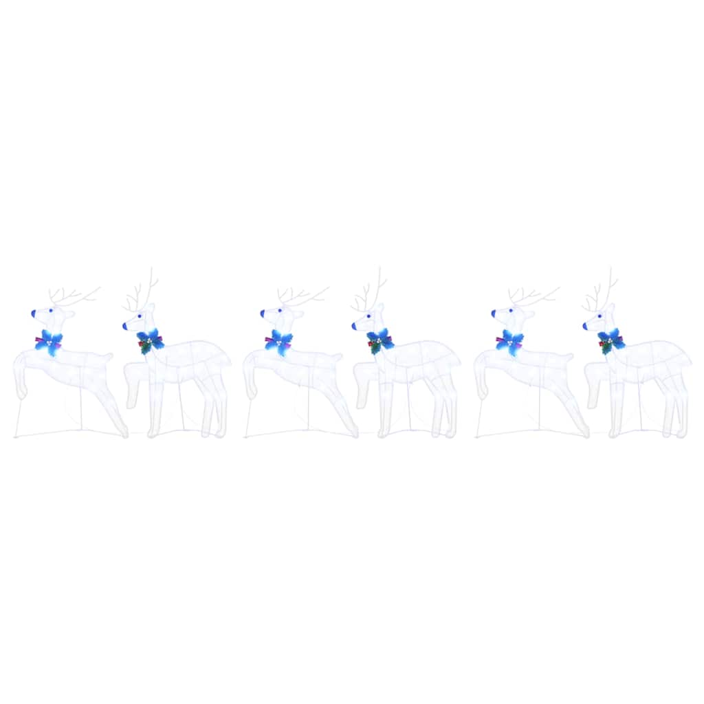 LED Ελάφια 6 pcs Λευκό ύφασμα