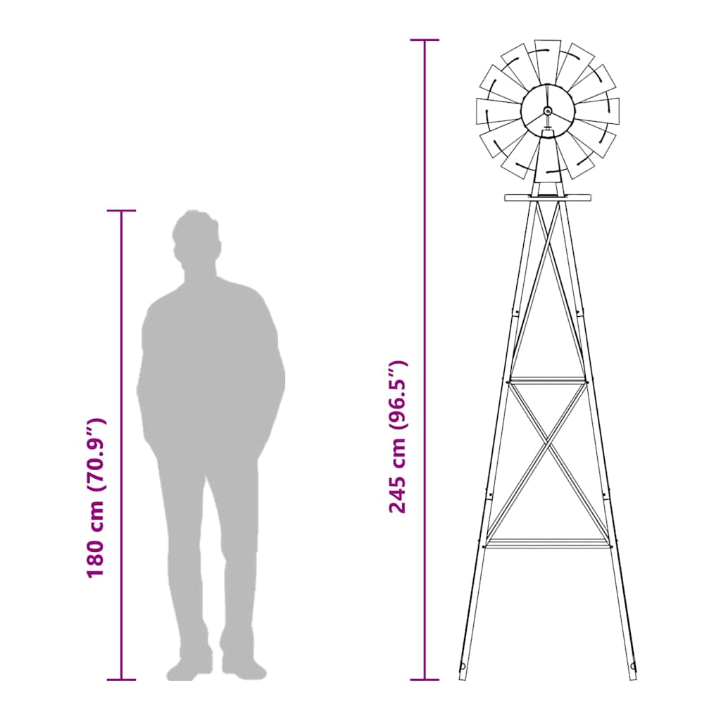 Ανεμόμυλος Γκρι 84 x 68 x 245 εκ. Σίδερο - Pakobazaar