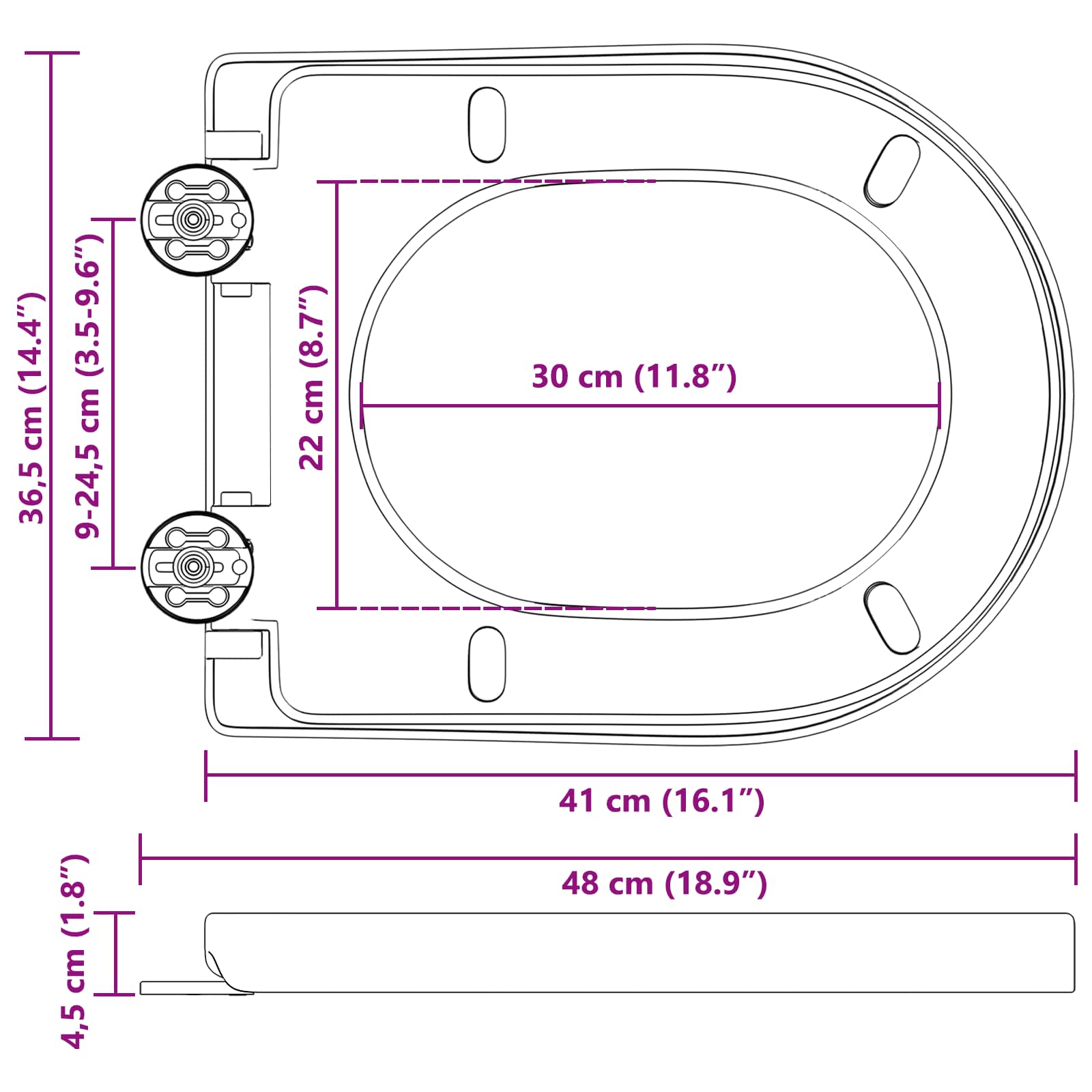 Λεκάνη Ρυθμιζόμενος Λευκό 48 x 36,5 x 4,5 εκ Πολυπροπυλένιο