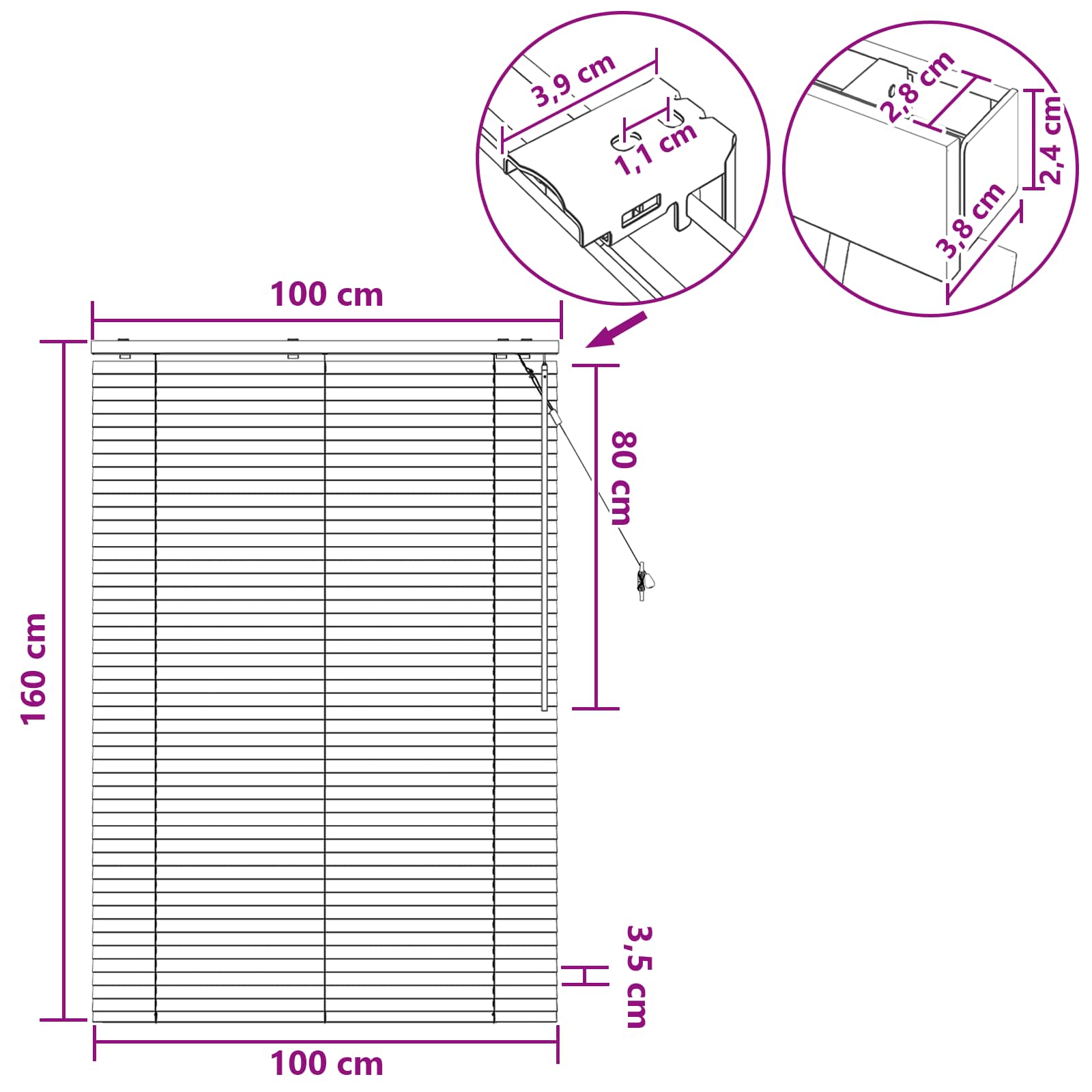 Βενετσιάνικη Σκίαση Όψη Δρύς 100 x 160 cm 35 mm