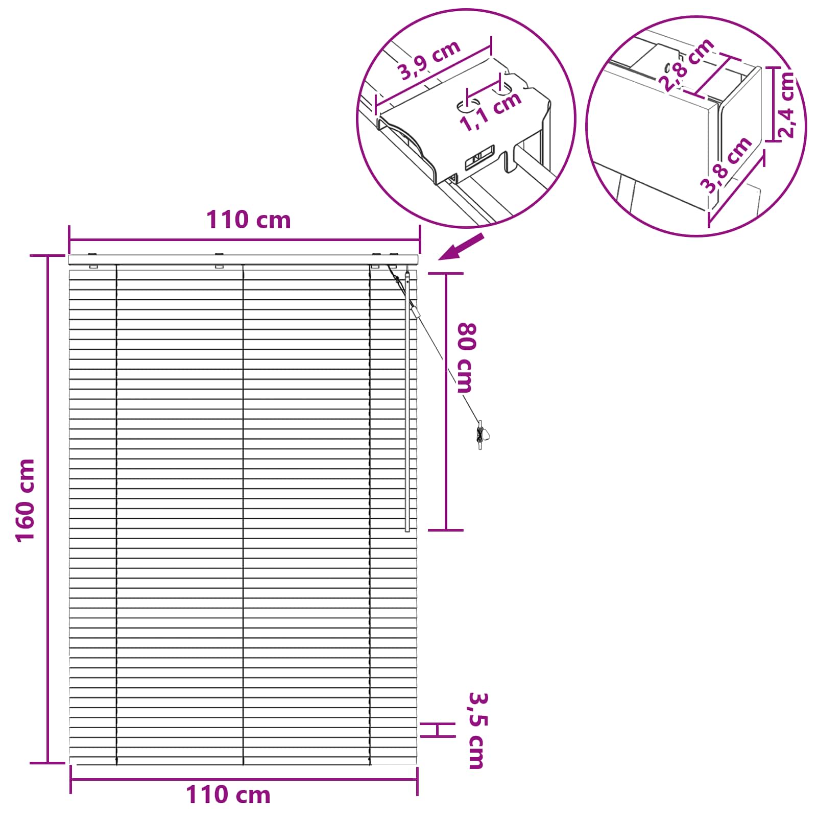 Βενετσιάνικη Σκίαση Λευκό 110 x 160 cm 35 mm