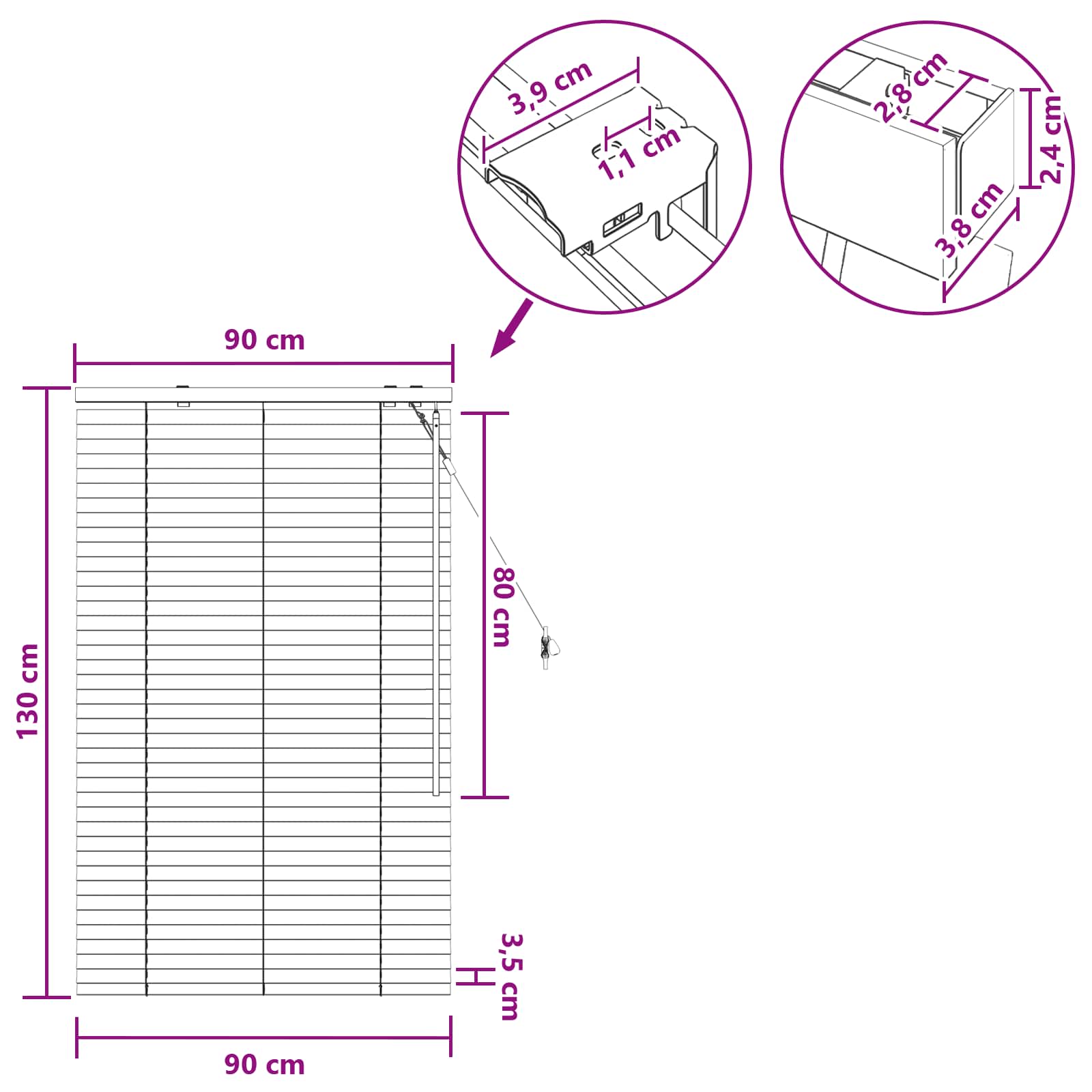 Βενετσιάνικη Σκίαση Μαύρο 90 x 130 εκ 35 mm - Pakobazaar