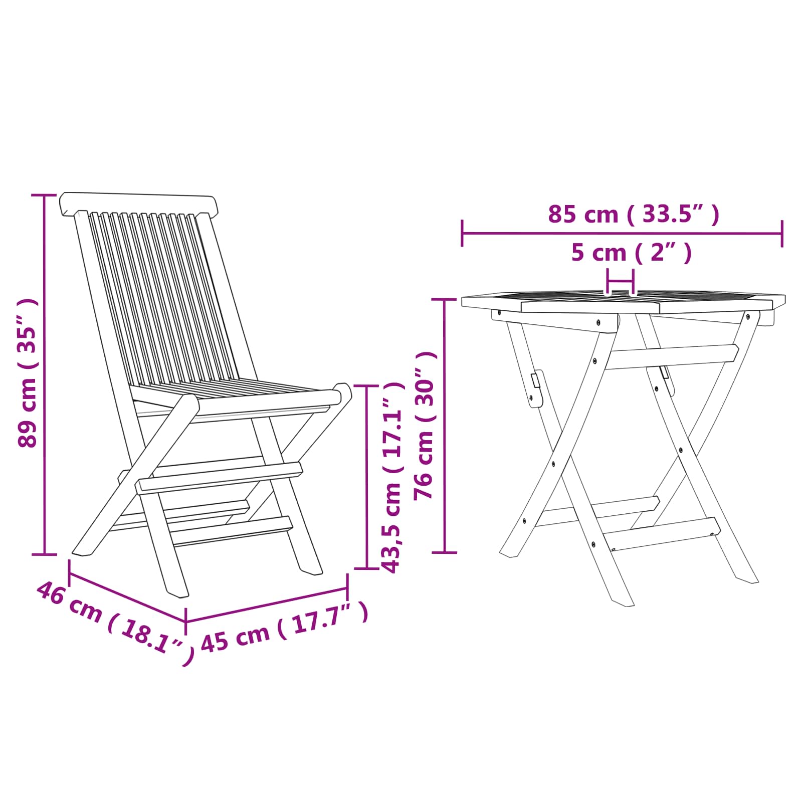 Σέτ φαγητού για κήπο 3 pcs Καφέ Στερεό Ξύλο Ακακίας