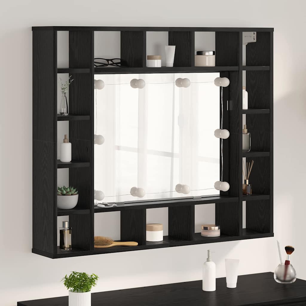 Ντουλάπα Καθρέφτη με ράφι Μαύρη Οξυά 91 x 15 x 76,5 εκ. - Pakobazaar