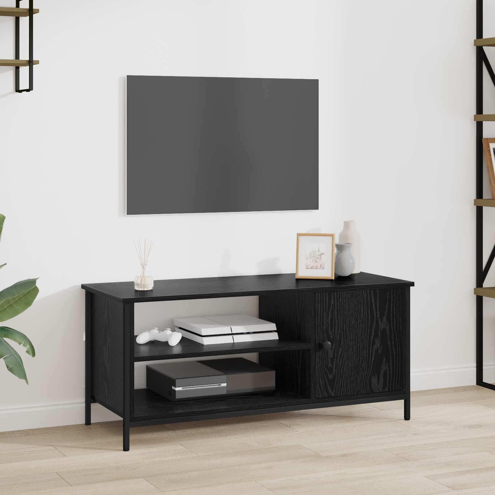 Ντουλάπι TV Μαύρη Οξυά 100 x 40 x 45 cm Επεξεργασμένο ξύλο - Pakobazaar