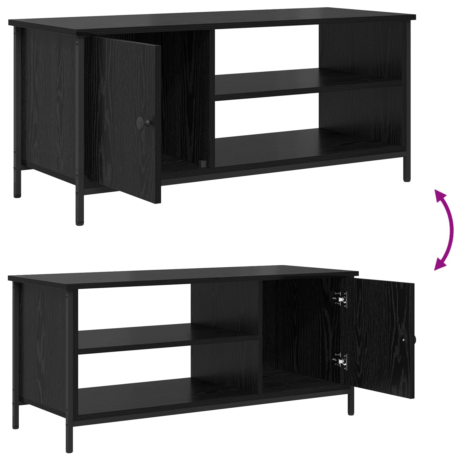 Ντουλάπι TV Μαύρη Οξυά 100 x 40 x 45 cm Επεξεργασμένο ξύλο - Pakobazaar