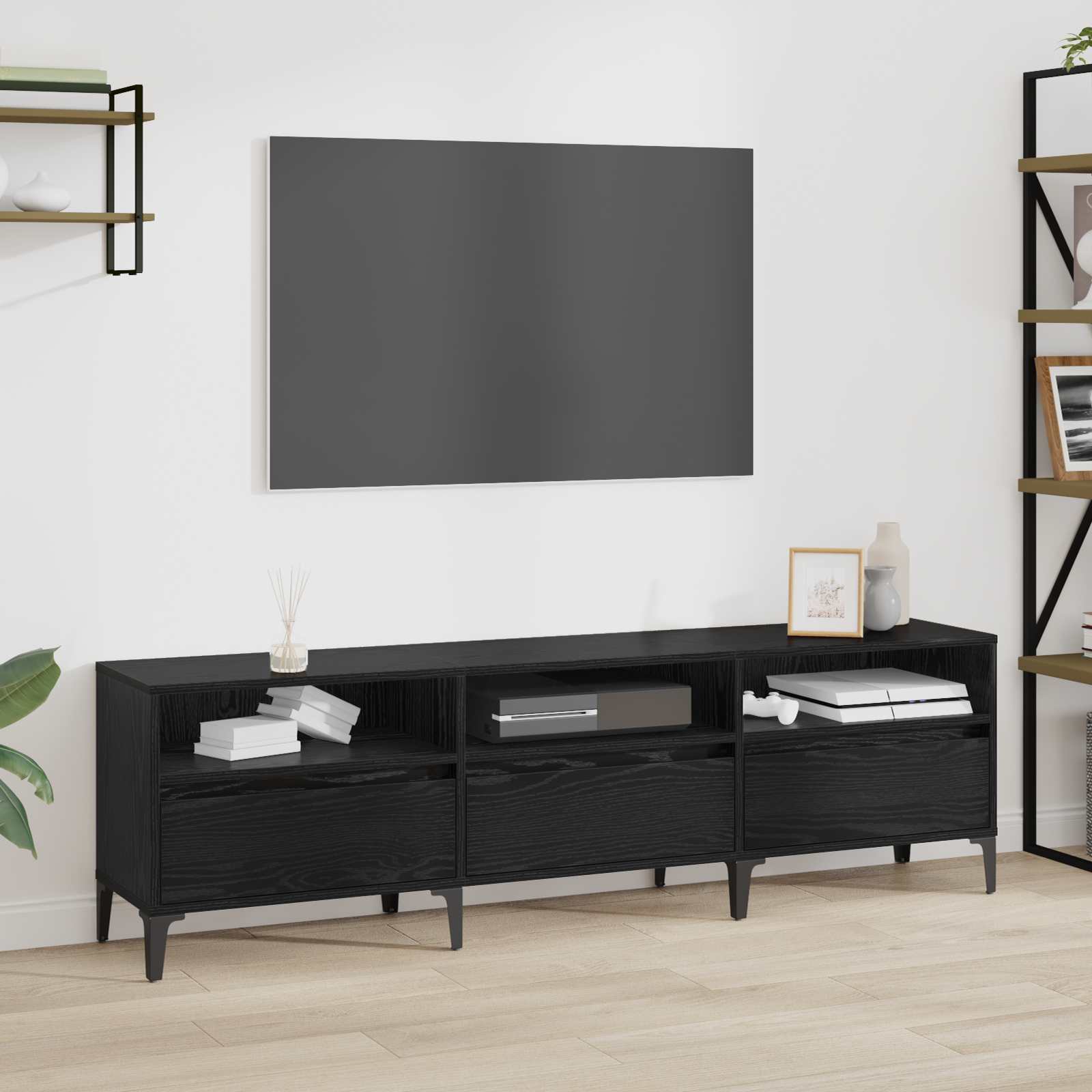 Ντουλάπι TV με συρτάρι Μαύρη Οξυά 150 x 30 x 45 εκ - Pakobazaar