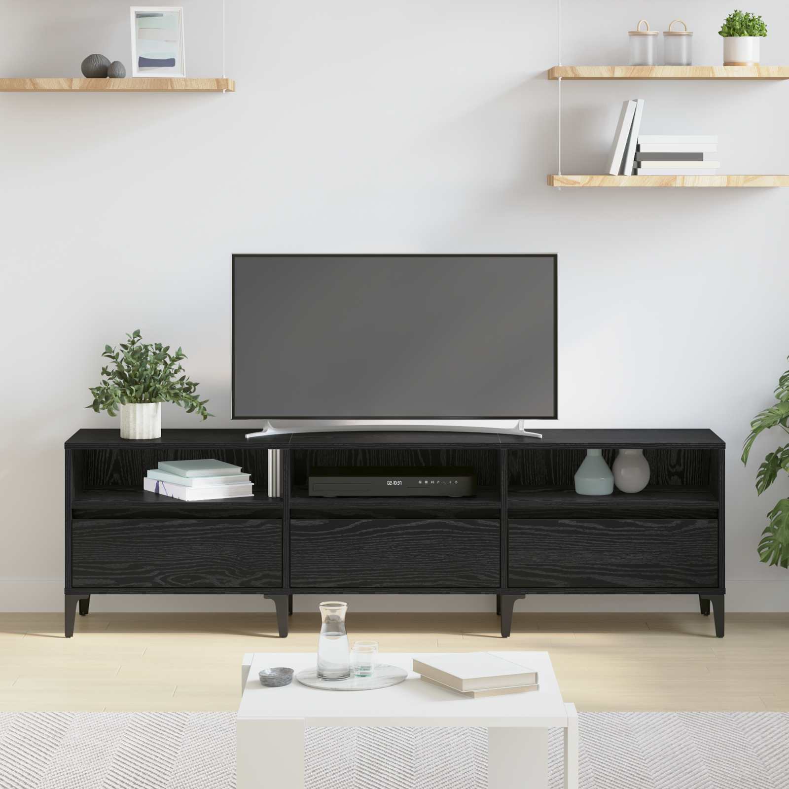 Ντουλάπι TV με συρτάρι Μαύρη Οξυά 150 x 30 x 45 εκ - Pakobazaar