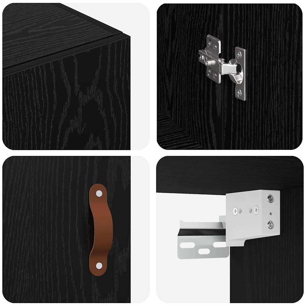 Ντουλάπα Τοίχου Επιτοίχιο Μαύρη Οξυά 69,5 x 34 x 90 εκ.