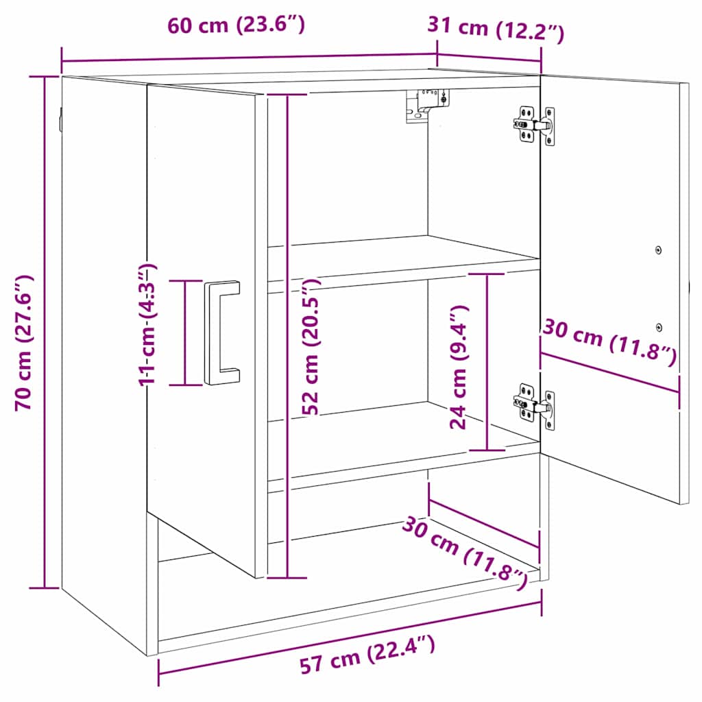 Ντουλάπα Τοίχου artisan δρυς 60 x 31 x 70 εκ Επεξεργασμένο ξύλο - Pakobazaar