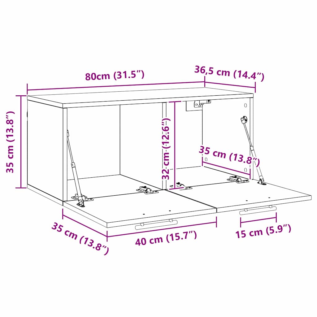 Ντουλάπα Τοίχου Επιτοίχιο Παλαιό ξύλο 80 x 36.5 x 35 cm