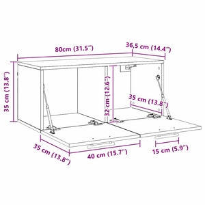 Ντουλάπα Τοίχου 80 x 36.5 x 35 cm Επεξεργασμένο Ξύλο Μαύρη δρυς