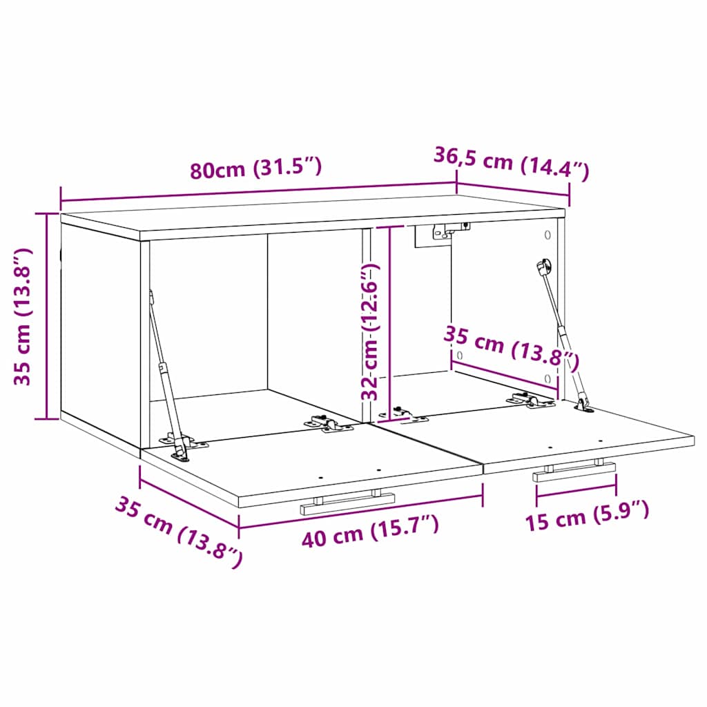 Ντουλάπα Τοίχου Επιτοίχιο Παλαιό ξύλο 80 x 36.5 x 35 cm - Pakobazaar