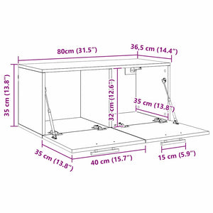 Ντουλάπα Τοίχου 80 x 36.5 x 35 cm Επεξεργασμένο Ξύλο Μαύρη δρυς